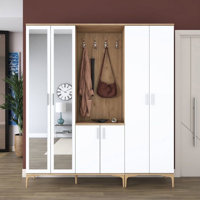 Hanah Home Soporte para el pasillo Nogal y blanco